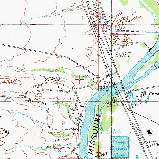 Topographic Map of 07N01E25AD__01 Well, MT