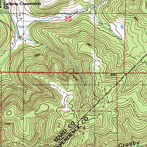 Topographic Map of Izard Mine, AR