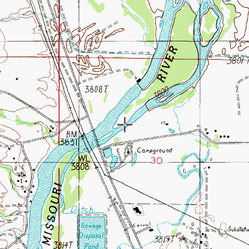 Topographic Map of 07N02E30BD__01 Well, MT