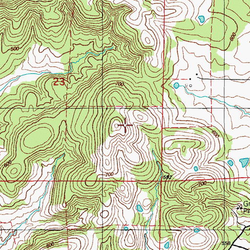 Topographic Map of L J Weaver Mine, AR