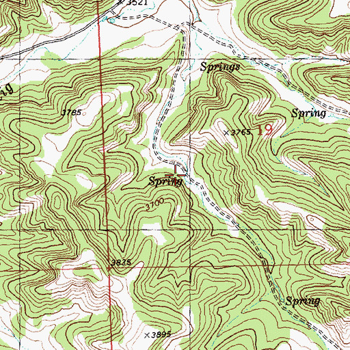 Topographic Map of 07N28E19CBD_01 Spring, MT