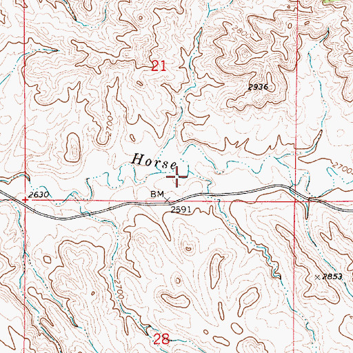 Topographic Map of 07N52E21DDCB01 Well, MT