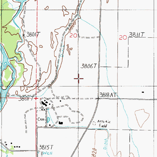 Topographic Map of 07N02E20CD__01 Well, MT