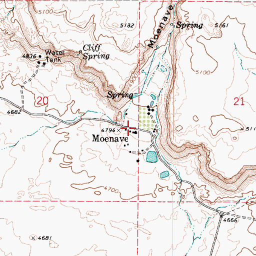 Topographic Map of Moenave, AZ