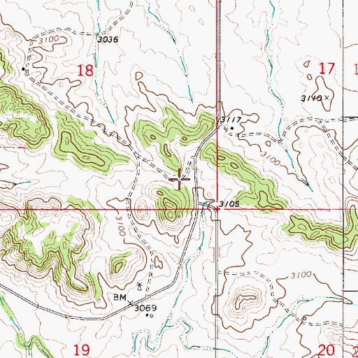 Topographic Map of 07N54E17CBCD01 Well, MT