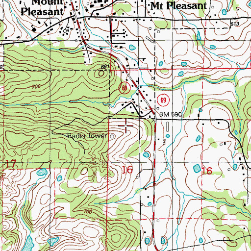 Topographic Map of W A King Mine, AR