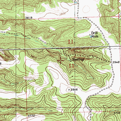 Topographic Map of 07N27E11BDD_01 Spring, MT