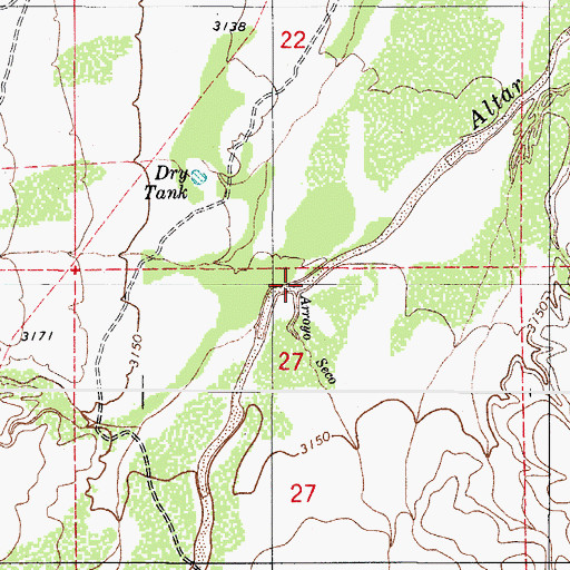 Topographic Map of Arroyo Seco, AZ