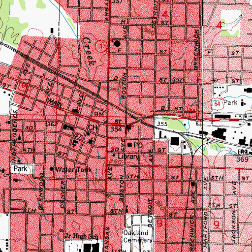 Topographic Map of First Christian Church, AR