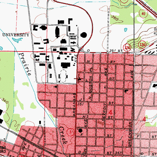 Topographic Map of First Cumberland Presbyterian Church, AR