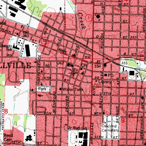 Topographic Map of First United Methodist Church, AR