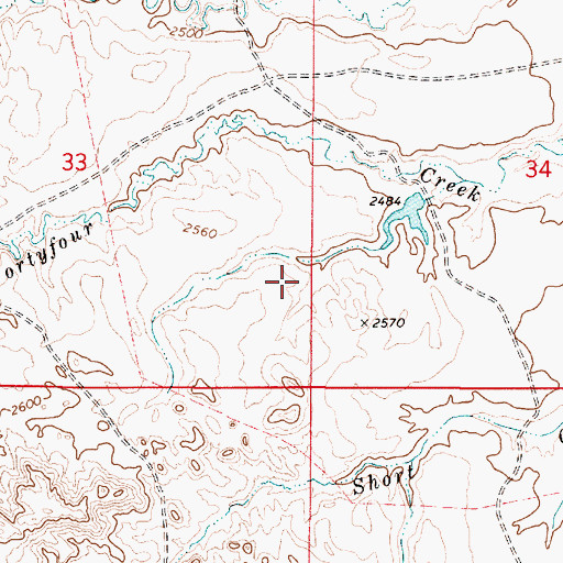 Topographic Map of 08N53E33AABA01 Well, MT