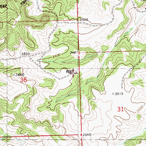 Topographic Map of 08N28E36ADDD01 Well, MT