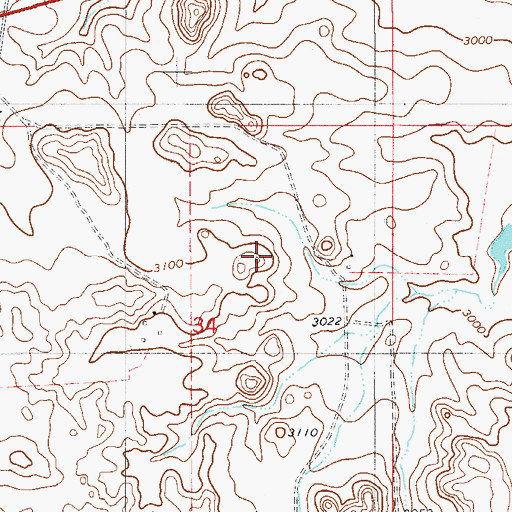Topographic Map of 08N54E34CD__01 Well, MT