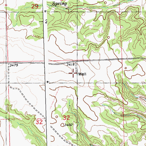 Topographic Map of 08N25E32ABBD01 Well, MT