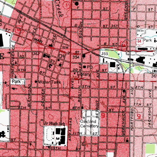 Topographic Map of Pope County Library, AR