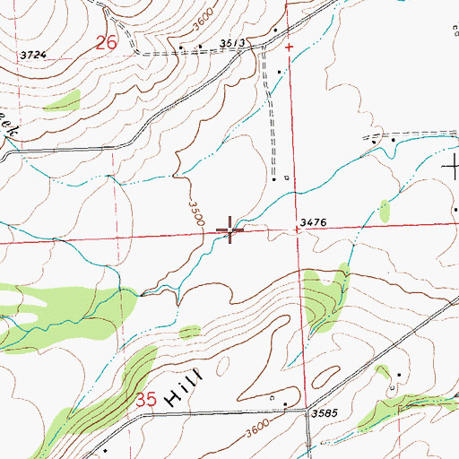 Topographic Map of 08N21W26DD__01 Well, MT