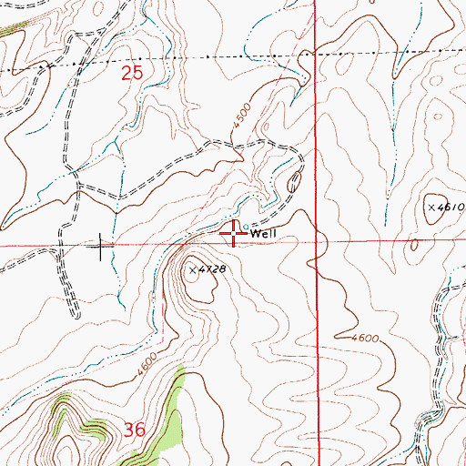 Topographic Map of 08N13E25DDCC01 Well, MT