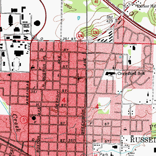 Topographic Map of Second Baptist Church, AR