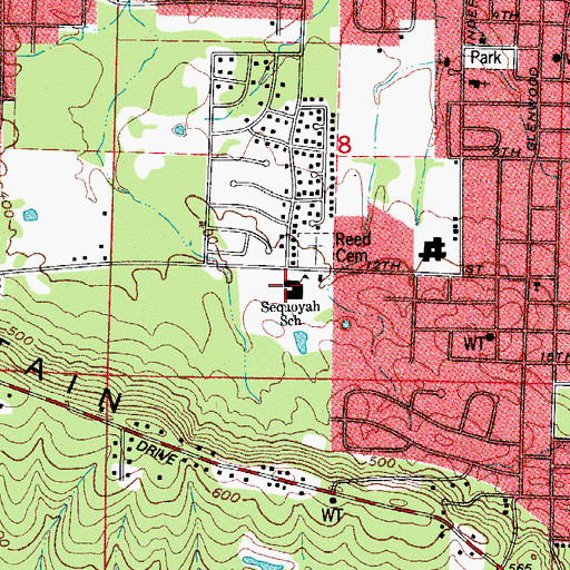 Topographic Map of Sequoyah Elementary School, AR