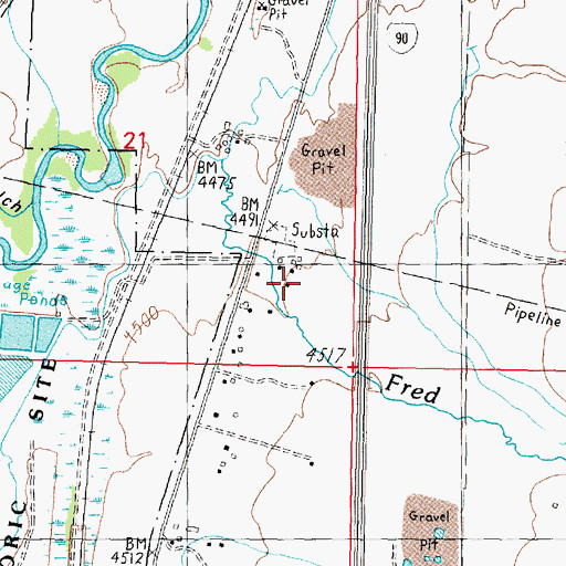 Topographic Map of 08N09W21DDAB01 Well, MT
