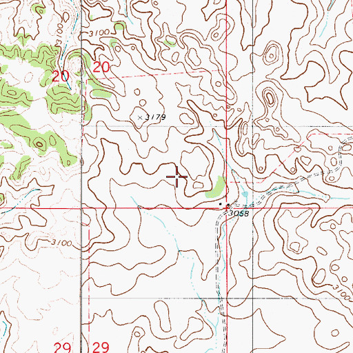 Topographic Map of 08N54E20DD__01 Well, MT
