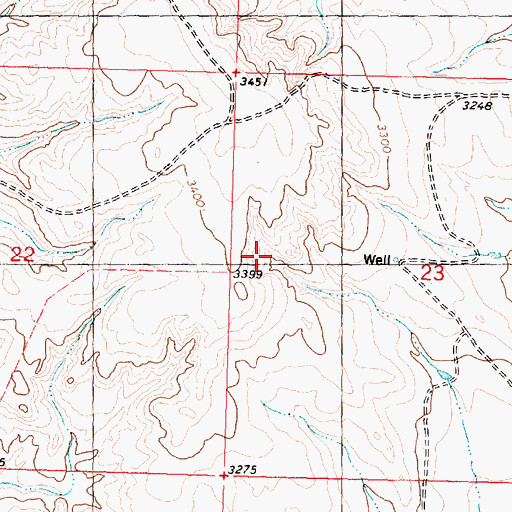 Topographic Map of 08N33E23BDCD01 Well, MT