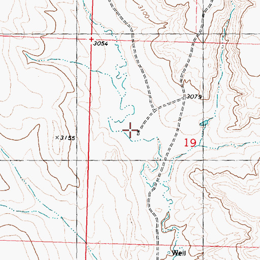 Topographic Map of 08N33E19BCDD01 Well, MT