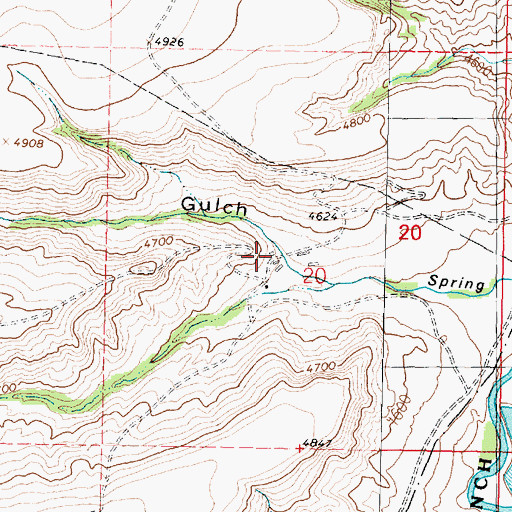 Topographic Map of 08N09W20CAAB01 Well, MT