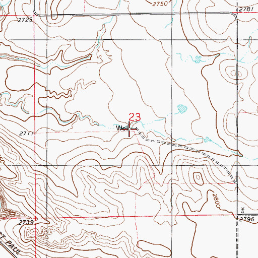 Topographic Map of 08N57E23CAAA01 Well, MT