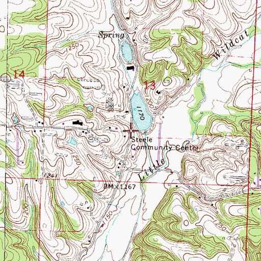 Topographic Map of Steele, AR
