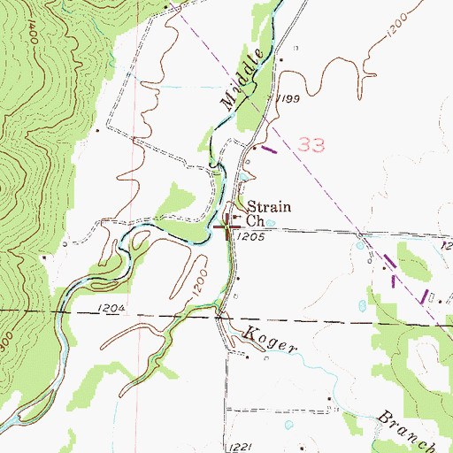 Topographic Map of Strain, AR