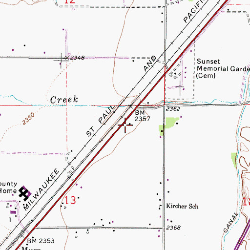 Topographic Map of 08N47E13AABD01 Well, MT