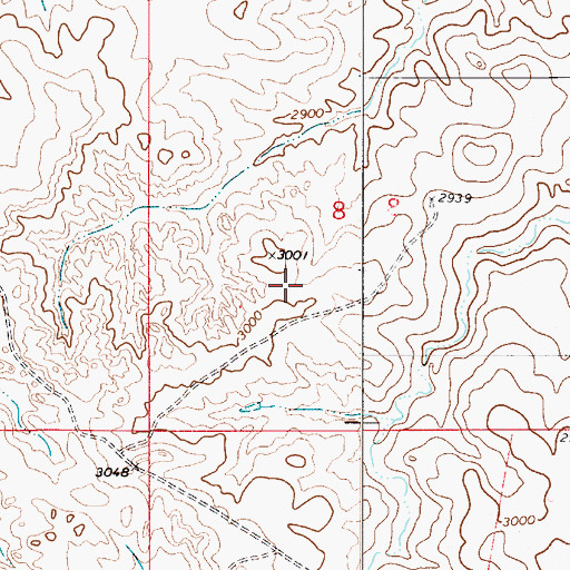 Topographic Map of 08N54E08AC__01 Well, MT