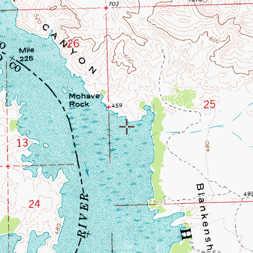 Topographic Map of Mohave Canyon, AZ