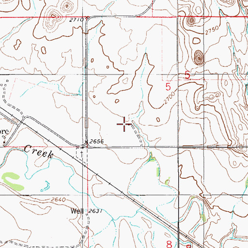 Topographic Map of 08N57E05CCAD01 Well, MT
