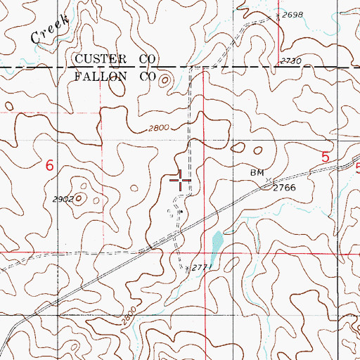 Topographic Map of 08N55E06DA__02 Well, MT