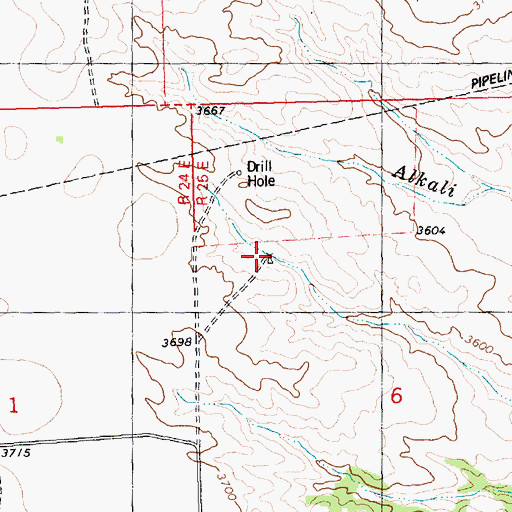 Topographic Map of 08N25E06BBAD01 Well, MT