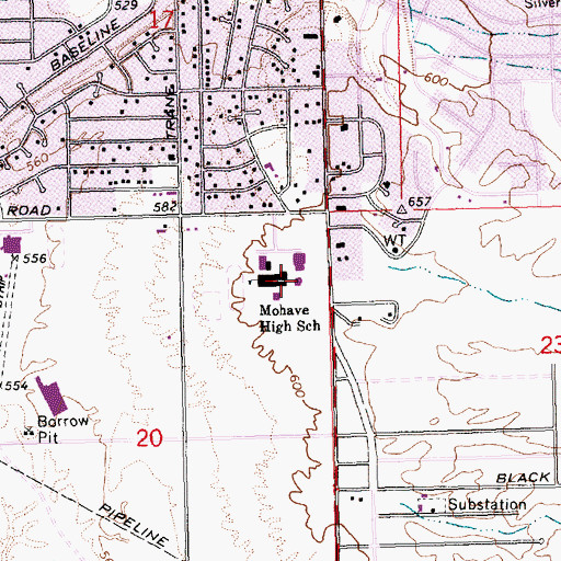 Topographic Map of Mohave High School, AZ