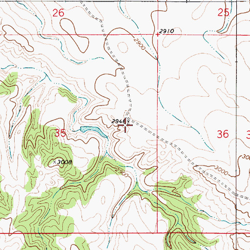Topographic Map of 09N52E35ADCD01 Well, MT