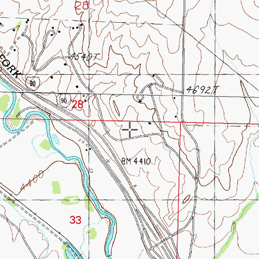 Topographic Map of 09N09W33AABB01 Well, MT