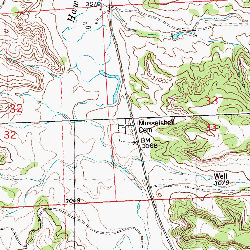Topographic Map of 09N29E33CBBD01 Well, MT