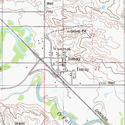 Topographic Map of 09N55E27CCAA01 Well, MT
