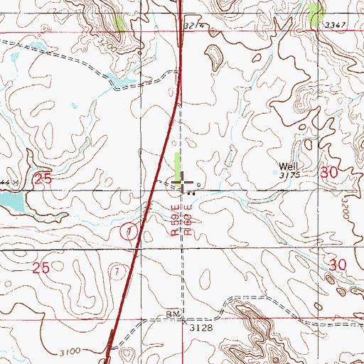 Topographic Map of 09N60E30CBBB01 Well, MT