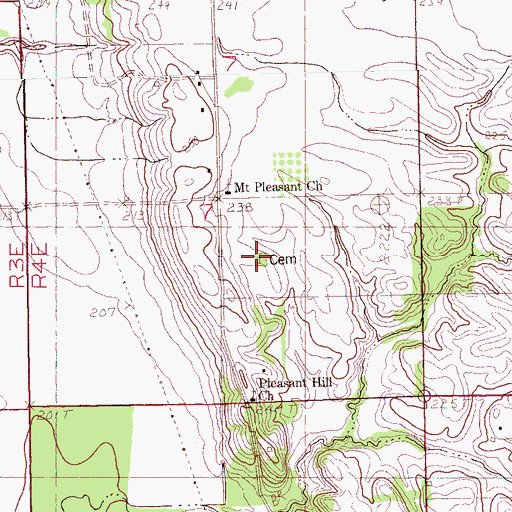 Topographic Map of Mount Pleasant Cemetery, AR