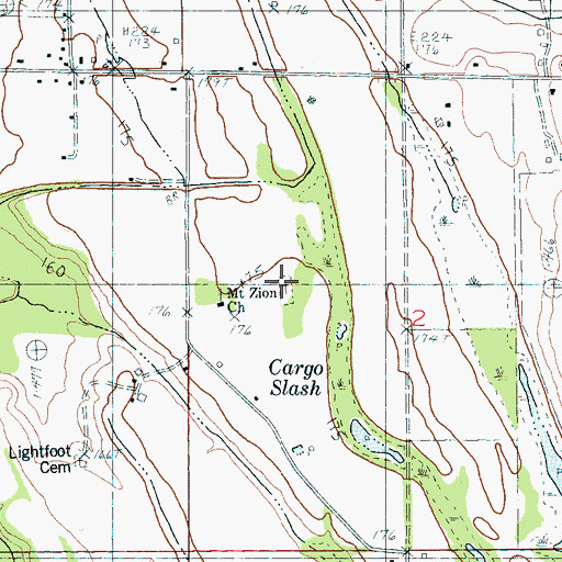 Topographic Map of Mount Zion Cemetery, AR