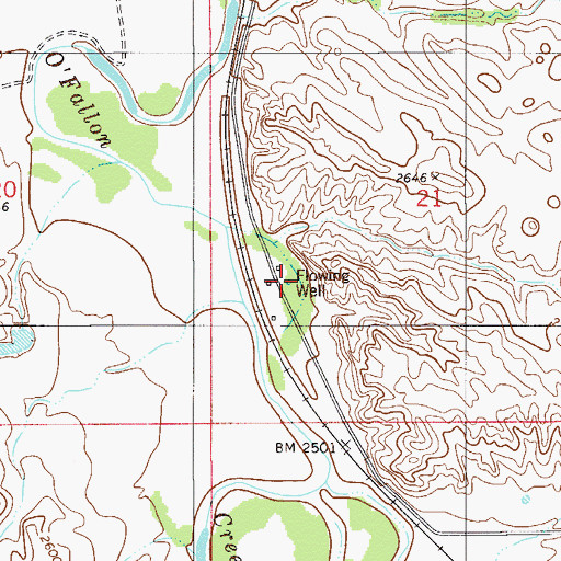 Topographic Map of 09N55E21CBDB01 Well, MT