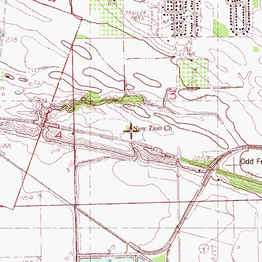 Topographic Map of New Zion Cemetery, AR