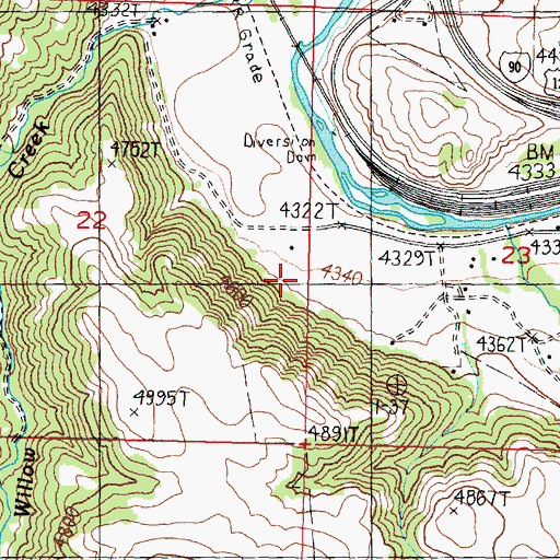 Topographic Map of 09N10W22DAAD01 Well, MT