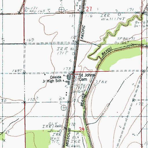 Topographic Map of Saint Johns Church (historical), AR